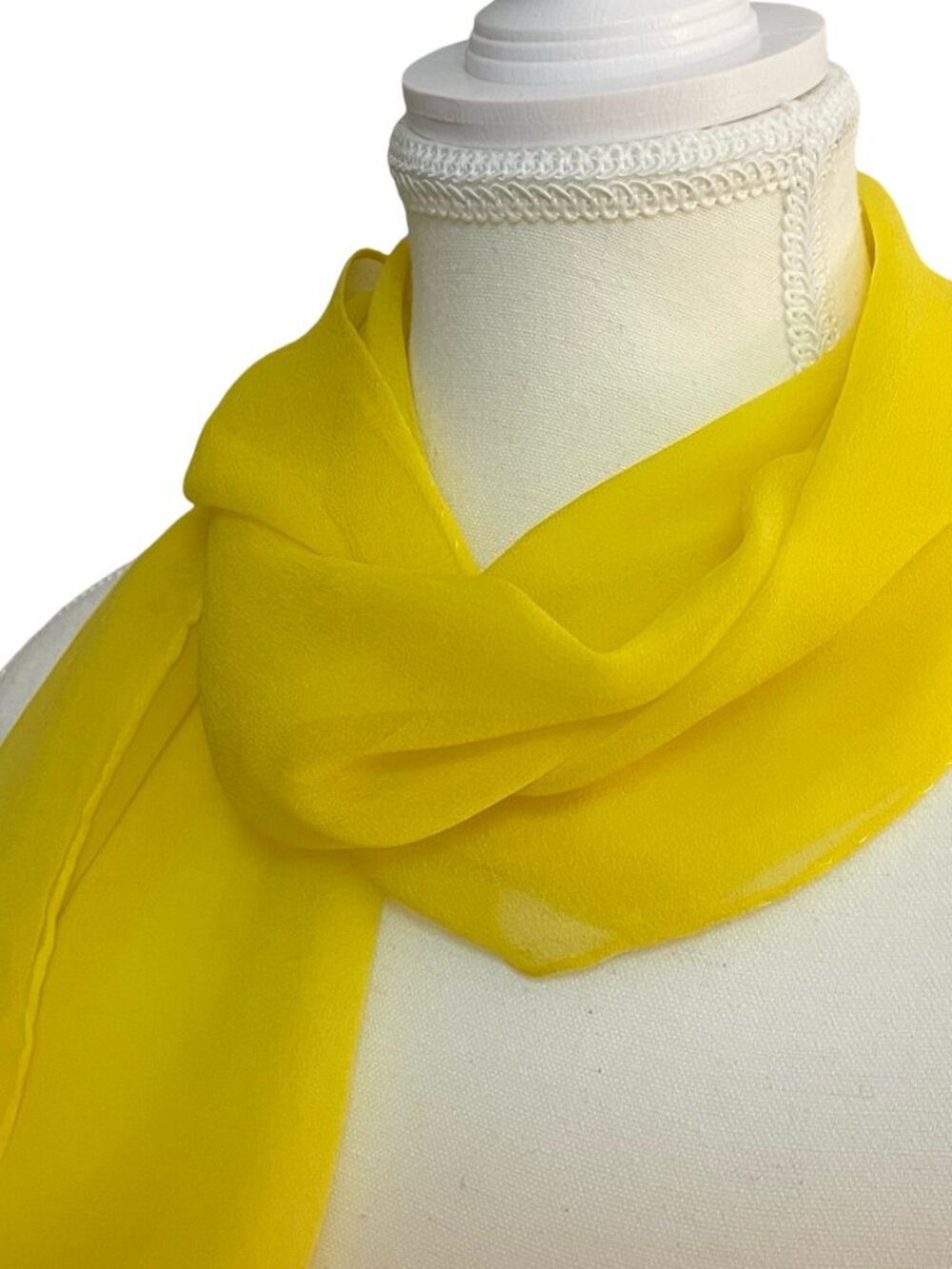 Glentey Silk Scarf 🇯🇵 Made in Japan | Hand Rolled Edges | Sheer Yellow 17 x 40 - Picture 4 of 8